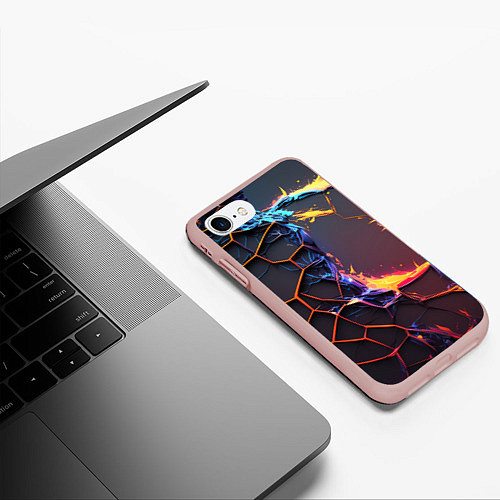 Чехол iPhone 7/8 матовый Подорванные неоновые плиты / 3D-Светло-розовый – фото 3