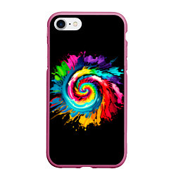 Чехол iPhone 7/8 матовый Тай-дай разноцветная спираль, цвет: 3D-малиновый