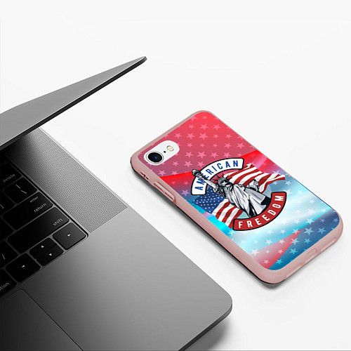 Чехол iPhone 7/8 матовый American freedom / 3D-Светло-розовый – фото 3