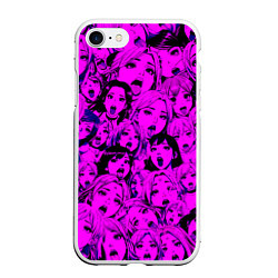 Чехол iPhone 7/8 матовый Ahegao: Фиолетовый, цвет: 3D-белый