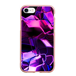 Чехол iPhone 7/8 матовый Неоновая искаженная геометрия, цвет: 3D-светло-розовый