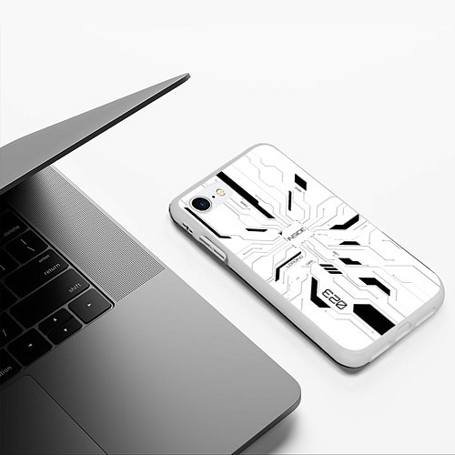 Чехол iPhone 7/8 матовый Печатная плата с процессором / 3D-Белый – фото 3