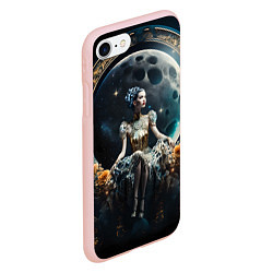 Чехол iPhone 7/8 матовый Лунная принцесса - нейросеть, цвет: 3D-светло-розовый — фото 2