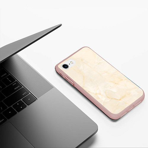 Чехол iPhone 7/8 матовый Мрамор / 3D-Светло-розовый – фото 3