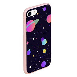 Чехол iPhone 7/8 матовый Разнообразие галактики, цвет: 3D-светло-розовый — фото 2