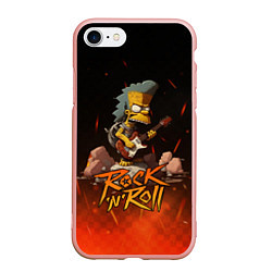 Чехол iPhone 7/8 матовый Rock n roll fire Simpsons, цвет: 3D-светло-розовый