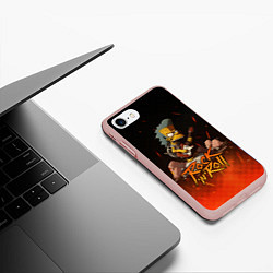 Чехол iPhone 7/8 матовый Rock n roll fire Simpsons, цвет: 3D-светло-розовый — фото 2