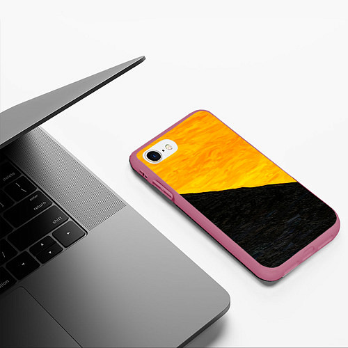 Чехол iPhone 7/8 матовый Желто-черные масляные краски / 3D-Малиновый – фото 3