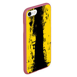 Чехол iPhone 7/8 матовый Вертикальная черно-желтая полоса Cyberpunk 2077, цвет: 3D-малиновый — фото 2