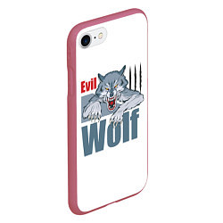 Чехол iPhone 7/8 матовый Злой волк - оскал, цвет: 3D-малиновый — фото 2