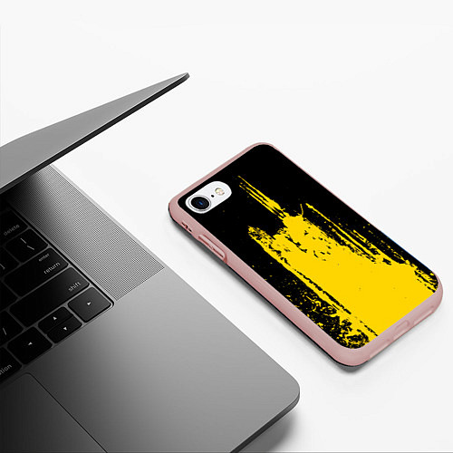 Чехол iPhone 7/8 матовый Фонтан бурлящей желтой краски / 3D-Светло-розовый – фото 3