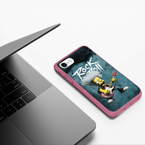 Чехол iPhone 7/8 матовый Rock n roll style Simpsons / 3D-Малиновый – фото 3