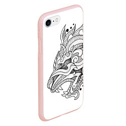 Чехол iPhone 7/8 матовый Lion tattoo - irezumi, цвет: 3D-светло-розовый — фото 2