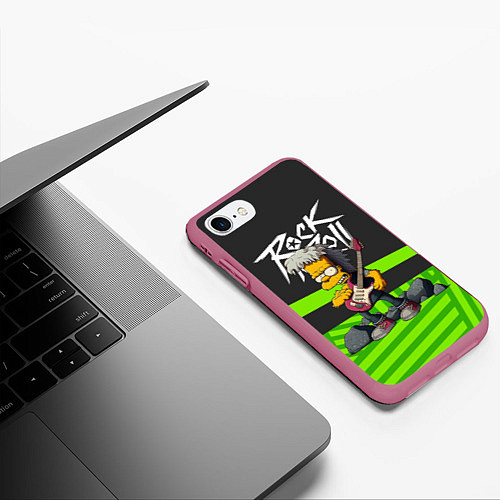 Чехол iPhone 7/8 матовый Rock music Simpsons / 3D-Малиновый – фото 3