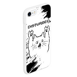 Чехол iPhone 7/8 матовый Disturbed рок кот на светлом фоне, цвет: 3D-белый — фото 2