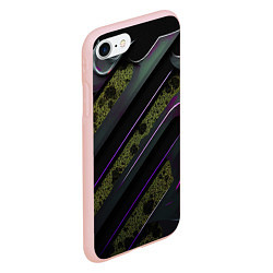 Чехол iPhone 7/8 матовый Фиолетовые и зеленые вставки, цвет: 3D-светло-розовый — фото 2