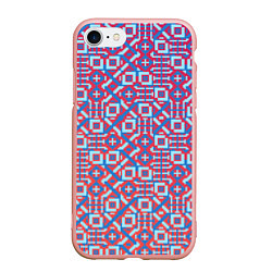 Чехол iPhone 7/8 матовый Голубой векторный узор, цвет: 3D-светло-розовый