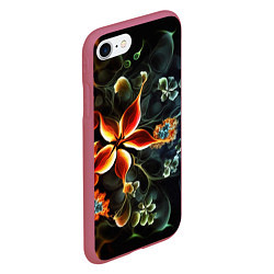 Чехол iPhone 7/8 матовый Абстрактные цветы, цвет: 3D-малиновый — фото 2