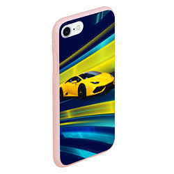 Чехол iPhone 7/8 матовый Желтый итальянский суперкар, цвет: 3D-светло-розовый — фото 2