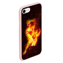 Чехол iPhone 7/8 матовый Пылающий фантастический конь, цвет: 3D-светло-розовый — фото 2