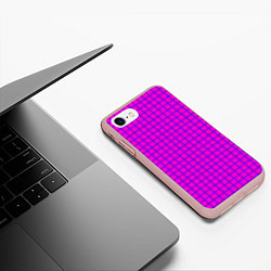 Чехол iPhone 7/8 матовый Малиновый неоновый клетчатый узор, цвет: 3D-светло-розовый — фото 2