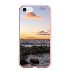 Чехол iPhone 7/8 матовый Закат солнца на Финском заливе, цвет: 3D-светло-розовый
