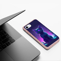 Чехол iPhone 7/8 матовый Неоновая кошечка, цвет: 3D-светло-розовый — фото 2