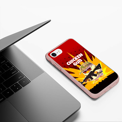 Чехол iPhone 7/8 матовый Chicken Gun - спецназ / 3D-Светло-розовый – фото 3