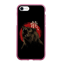 Чехол iPhone 7/8 матовый Japanese bear, цвет: 3D-малиновый