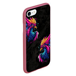Чехол iPhone 7/8 матовый Киберпанк Птица, цвет: 3D-малиновый — фото 2