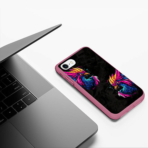 Чехол iPhone 7/8 матовый Киберпанк Птица / 3D-Малиновый – фото 3