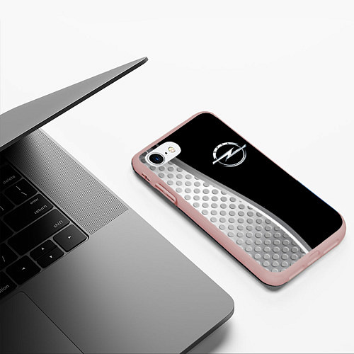 Чехол iPhone 7/8 матовый Опель черный серебристый / 3D-Светло-розовый – фото 3