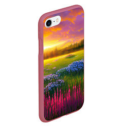 Чехол iPhone 7/8 матовый Летний закат, цвет: 3D-малиновый — фото 2