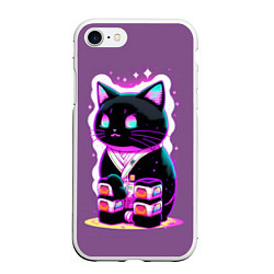 Чехол iPhone 7/8 матовый Японский суши-кот, цвет: 3D-белый