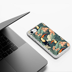 Чехол iPhone 7/8 матовый Туканы: арт нейросети, цвет: 3D-белый — фото 2