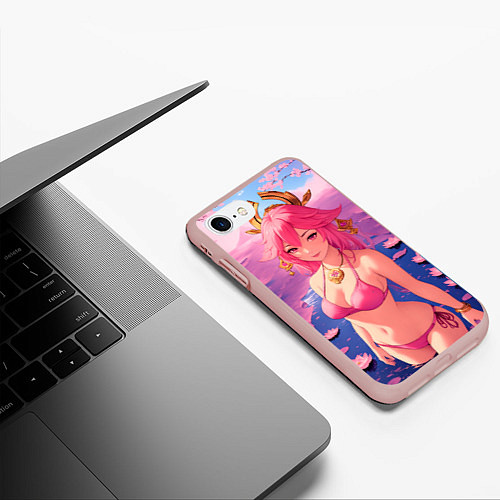 Чехол iPhone 7/8 матовый Летняя Яэ Мико / 3D-Светло-розовый – фото 3