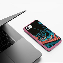 Чехол iPhone 7/8 матовый Эффект красно-голубых красок, цвет: 3D-малиновый — фото 2