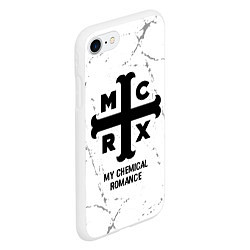 Чехол iPhone 7/8 матовый My Chemical Romance glitch на светлом фоне, цвет: 3D-белый — фото 2