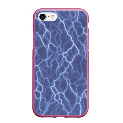 Чехол iPhone 7/8 матовый Электрический разряд на голубом фоне