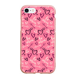 Чехол iPhone 7/8 матовый Be mine паттерн, цвет: 3D-светло-розовый
