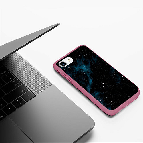 Чехол iPhone 7/8 матовый Мрачная галактика / 3D-Малиновый – фото 3
