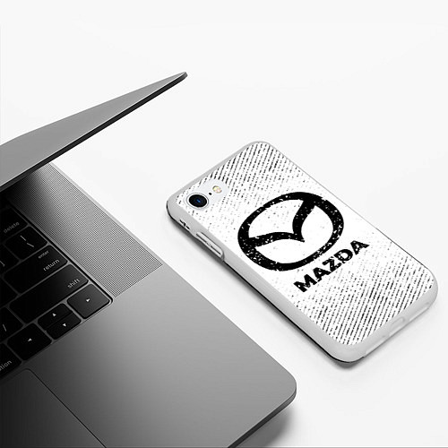 Чехол iPhone 7/8 матовый Mazda с потертостями на светлом фоне / 3D-Белый – фото 3