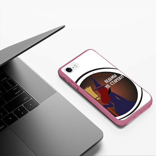 Чехол iPhone 7/8 матовый Ведьма и ночь / 3D-Малиновый – фото 3