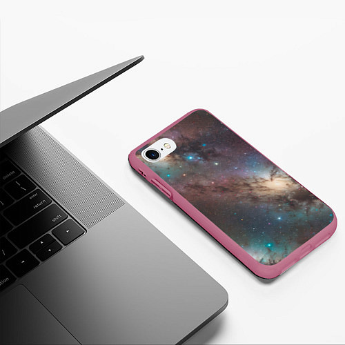 Чехол iPhone 7/8 матовый Бескрайняя Вселенная / 3D-Малиновый – фото 3