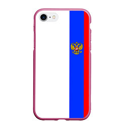Чехол iPhone 7/8 матовый Цвета России - герб, цвет: 3D-малиновый