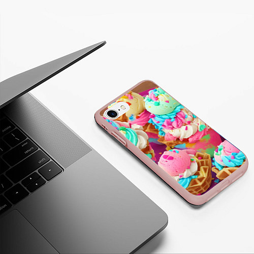 Чехол iPhone 7/8 матовый Сладкая жизнь / 3D-Светло-розовый – фото 3