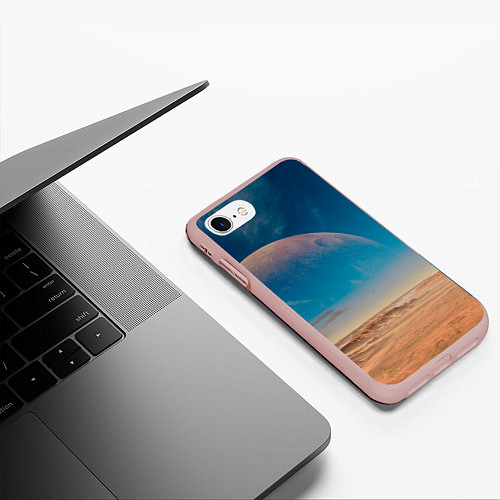 Чехол iPhone 7/8 матовый Пустыня и очертания планеты / 3D-Светло-розовый – фото 3