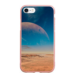 Чехол iPhone 7/8 матовый Пустыня и очертания планеты, цвет: 3D-светло-розовый
