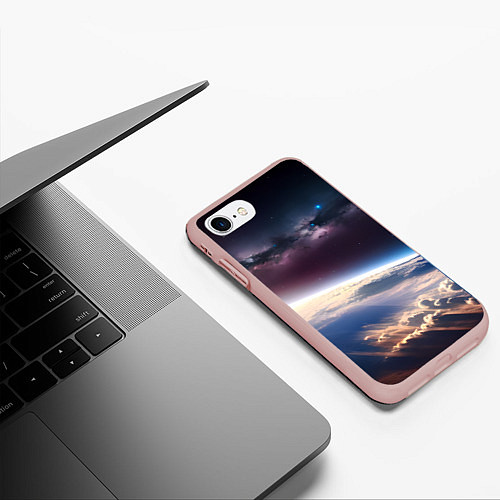 Чехол iPhone 7/8 матовый Планета и космос / 3D-Светло-розовый – фото 3