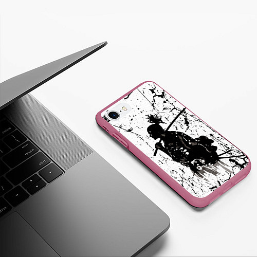 Чехол iPhone 7/8 матовый Самурай - древний воин / 3D-Малиновый – фото 3